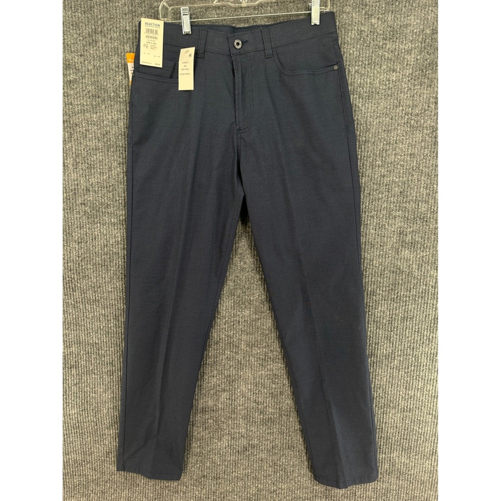 Kenneth Cole Reaction Canvas Pants Mens 33x32 Indigo NEW Slim Fit TruTemp365